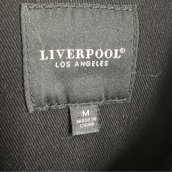 Stitch Fix Liverpool Kolten Denim Jacket Womens Medium Black Button Powerflex - Picture 6 of 11